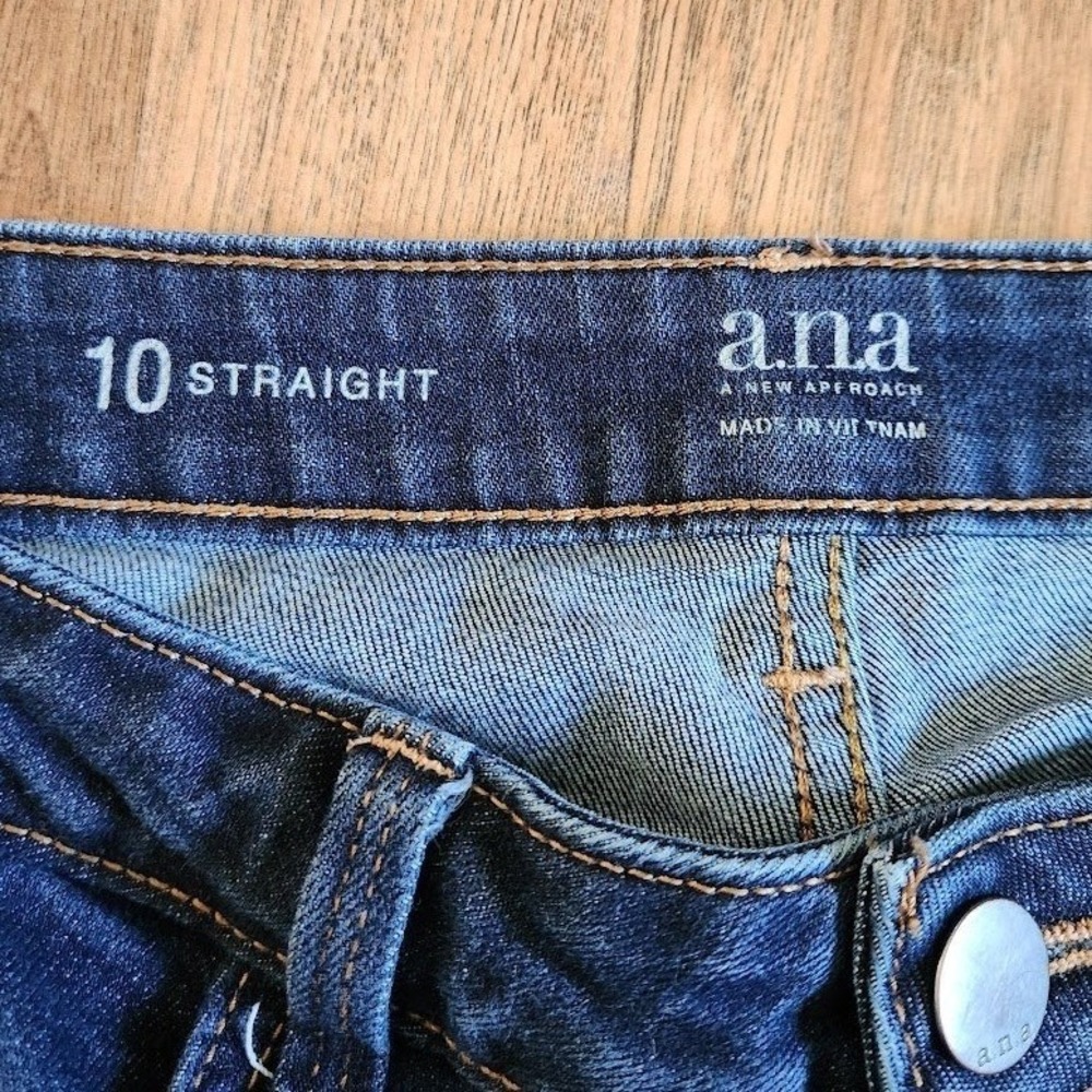 ANA A New Approach Women Size 10 Straight Leg Jeans Dark Wash Frayed Raw Hem 371 - Picture 3 of 6